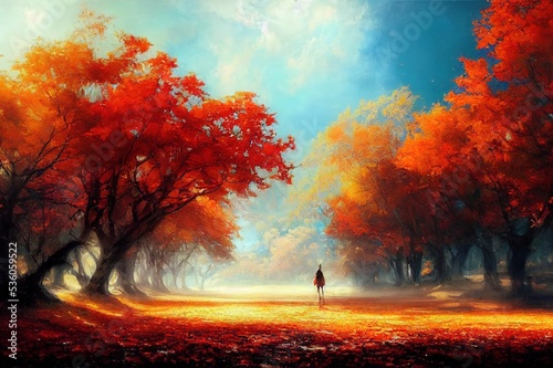Oil painting on canvas Autumn landscape Modern impressionism © 2rogan