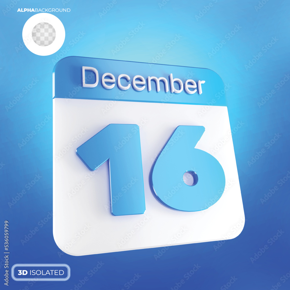 Calendar 16 December 3d premium