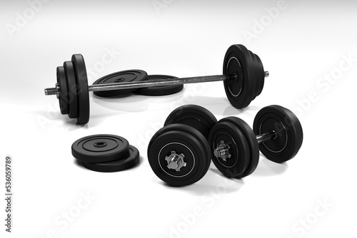 Weights set isolated on white background. 3D Render