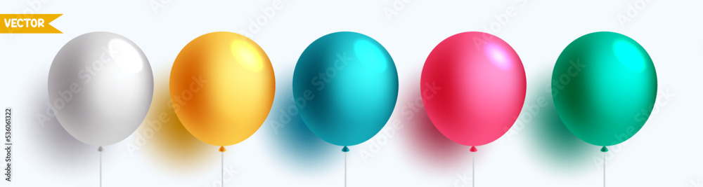 Balloon set isolated on white background. Vector realistic white ...