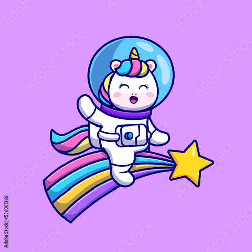 Cute Unicorn Astronaut Riding Rainbow Cartoon Vector Icon 
Illustration. Animal Science Icon Concept Isolated Premium 
Vector. Flat Cartoon Style