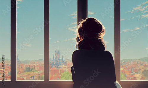woman thinking about life and watching out the window, daydreaming © Sternfahrer
