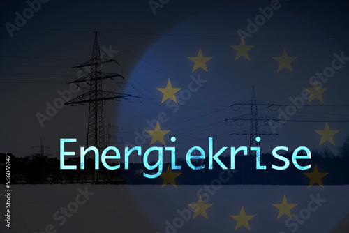 Energiekrise in Europa durch den Russland-Ukraine Krieg, Gasmangel, EU, Zusammenbruch des Stromnetzes, der Energieversorgung im Winter, Strommasten, Gasmangel, Energiekrise, Atomenergie, Russland photo