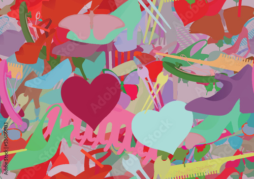 Background pattern abstract seamless design texture. Theme is about hearts, ornate, Monarch, salon, casual