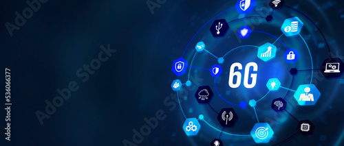 Internet, business, Technology and network concept. The concept of 6G network, high-speed mobile Internet, new generation networks. 3d illustration.