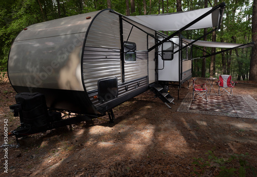 RV set up with both awnings out © Guy Sagi