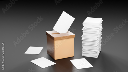 Ballot box vote model, inserting voting paper, democratic midterm election 3d illustration © MikeCS images