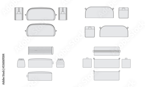 pencil case vectors template for design