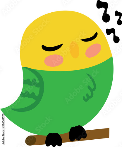 Cute singing wavy parrot. Vector illustration isolated on white background. Image for website design posters brochures posters banners clothing menu. Design element
