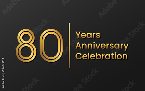 80 Years Anniversary, Perfect template design for anniversary celebration with gold color for booklet, leaflet, magazine, brochure poster, web, invitation or greeting card. Vector template