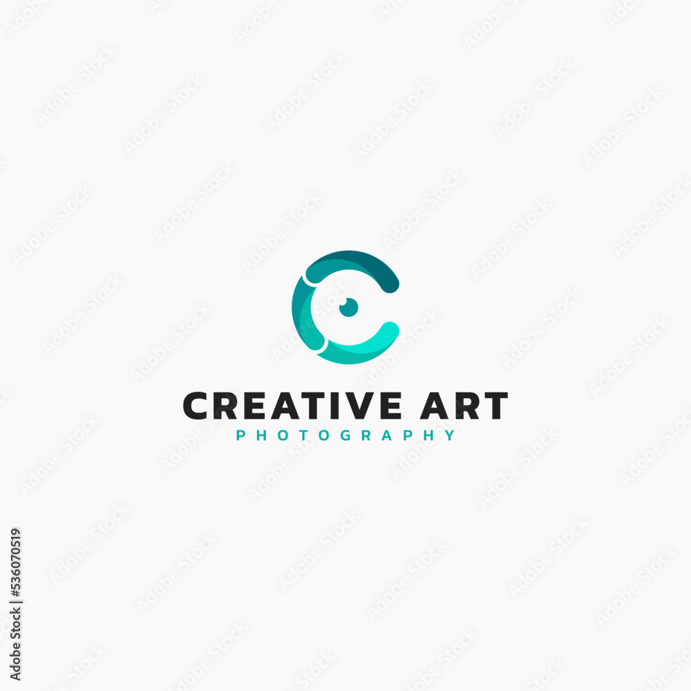 Modern abstract logo design concept C letter and camera