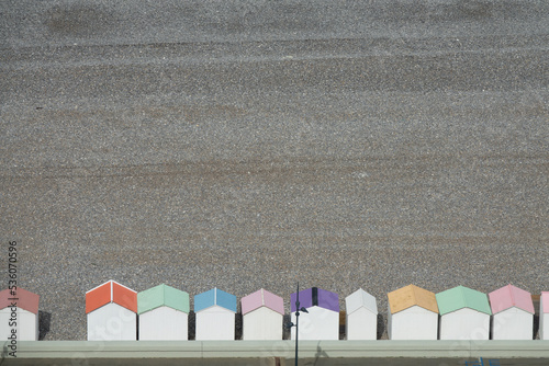 Pastel tinted, colored beach cabins