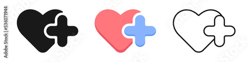 Mobile human healthcare icon. Heart and cross logo, isolated medicine symbol, vector eps 10