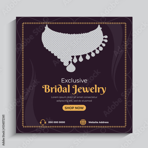 Jewelry social media post, web banner, or square flyer design template