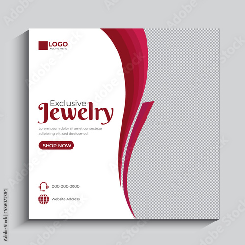 Jewelry social media post, web banner, or square flyer design template