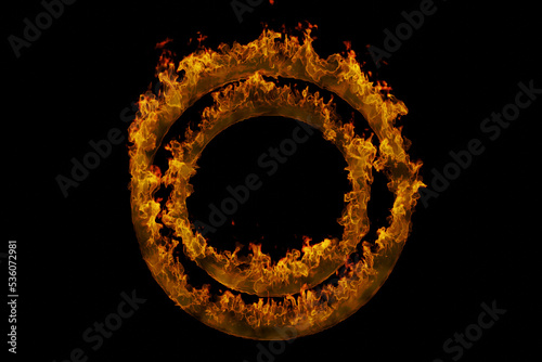 2重の炎の輪の3Dイラスト