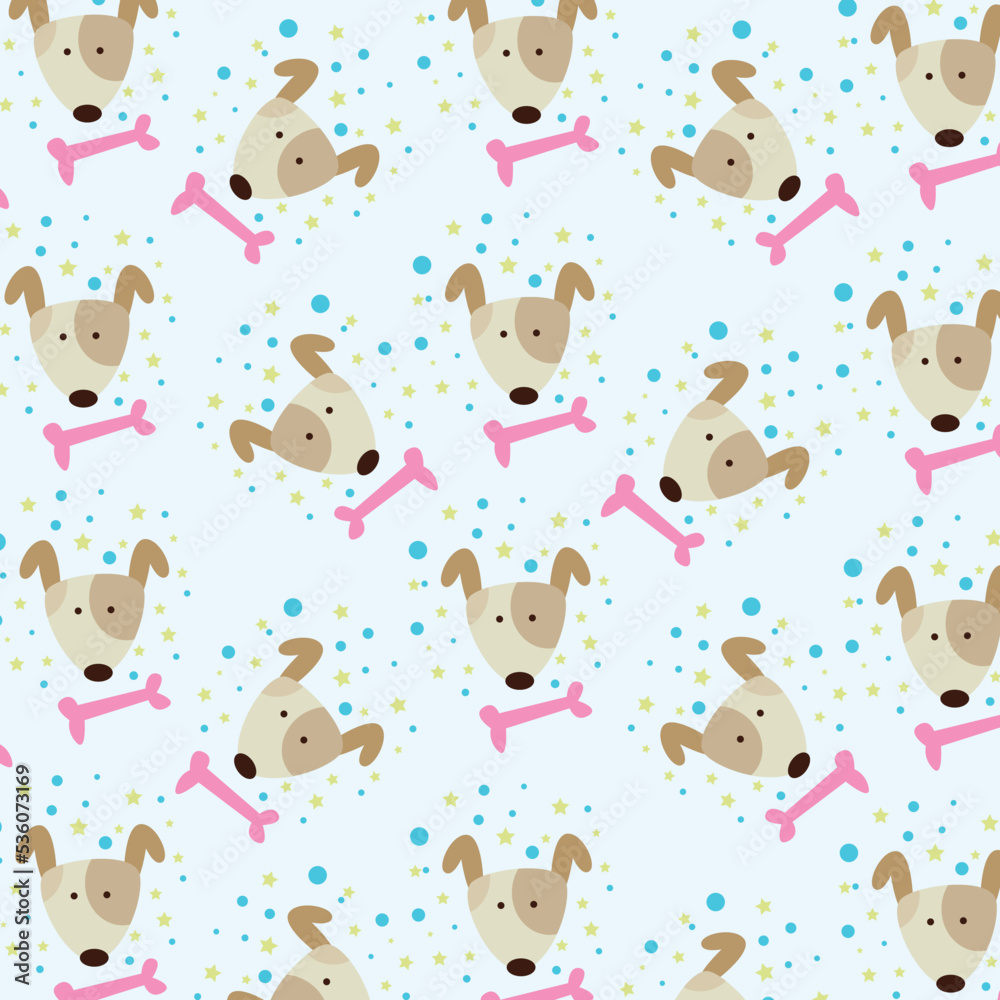 Seamless pattern with dog head and bones