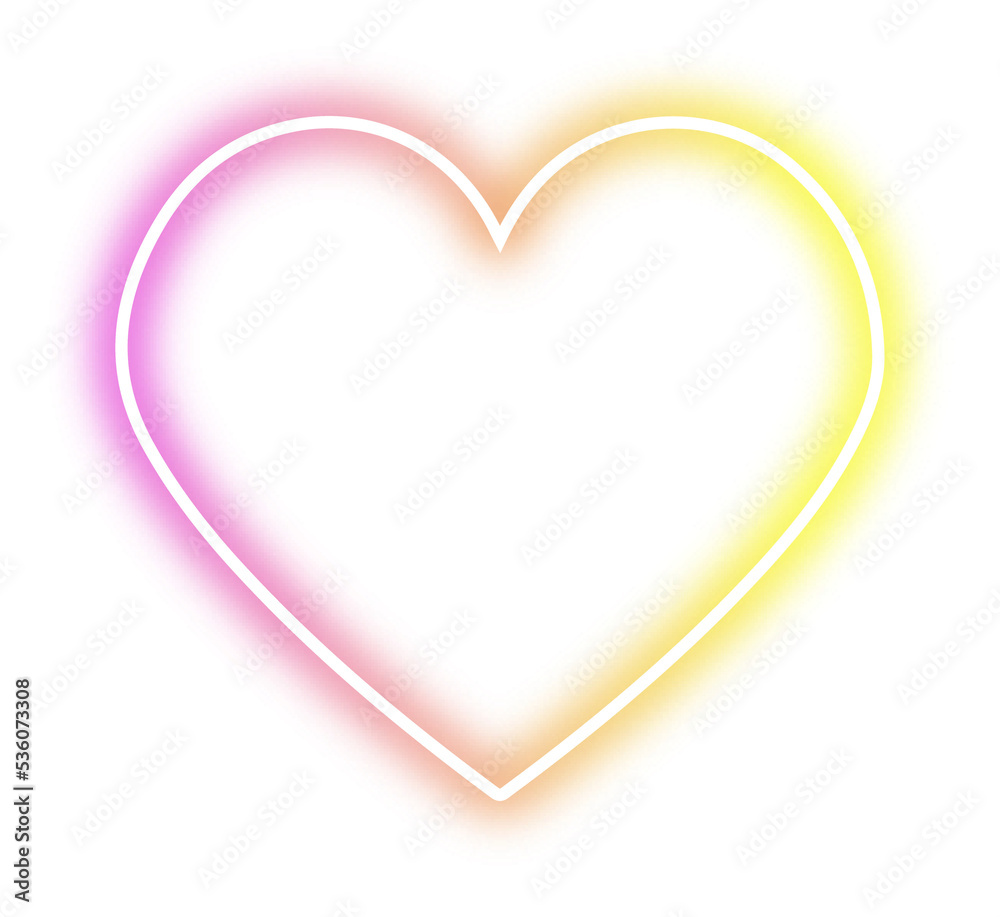 Heart neon Futuristic sign frame pink yellow