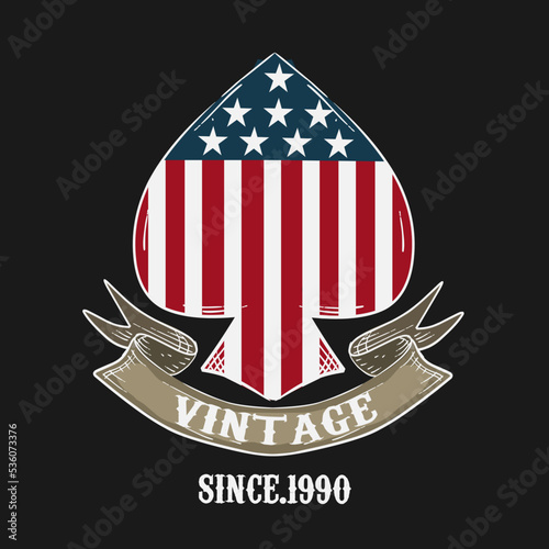 illustration vector of ace spades,american vintage graphic design perfect for print,etc