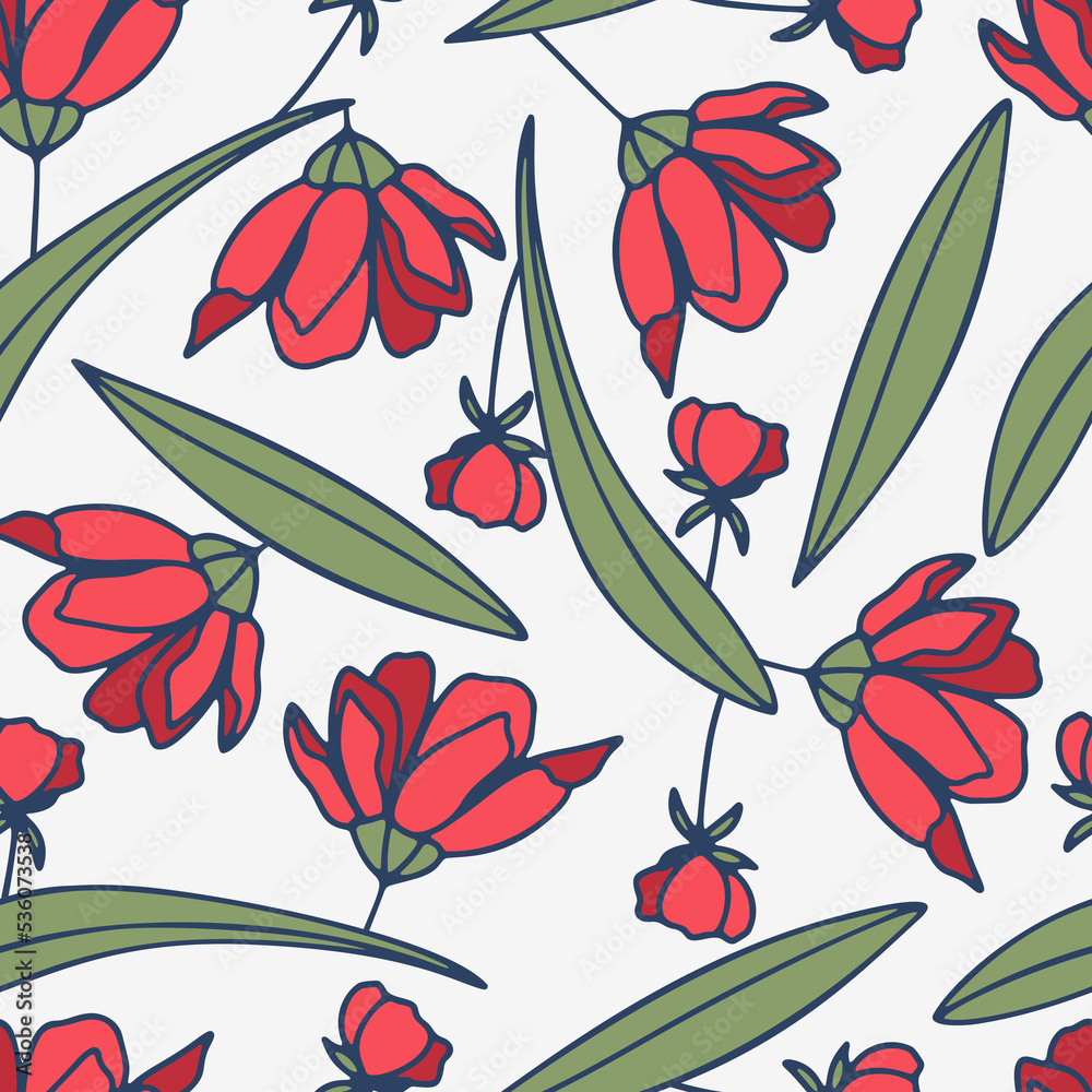 Sketch Hand Drawn Doodle Simple Abstract Floral Seamless Pattern Sketch Hand Drawn Doodle Simple Abstract Floral Seamless Pattern