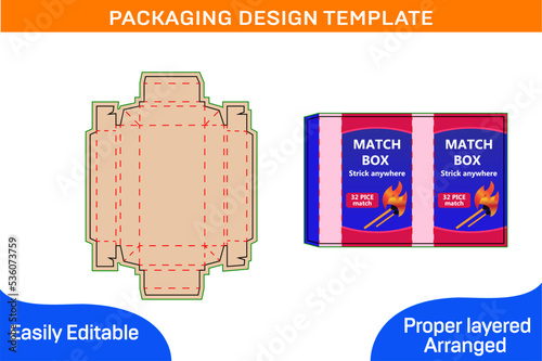 Box packaging design template for match