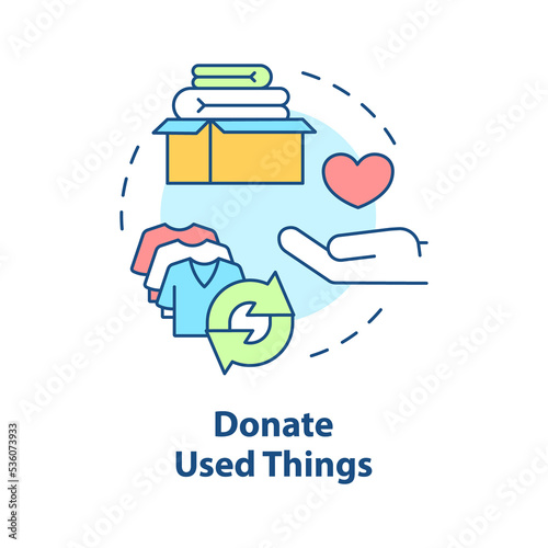 Donate used things concept icon. Reuse clothes. Minimize waste abstract idea thin line illustration. Isolated outline drawing