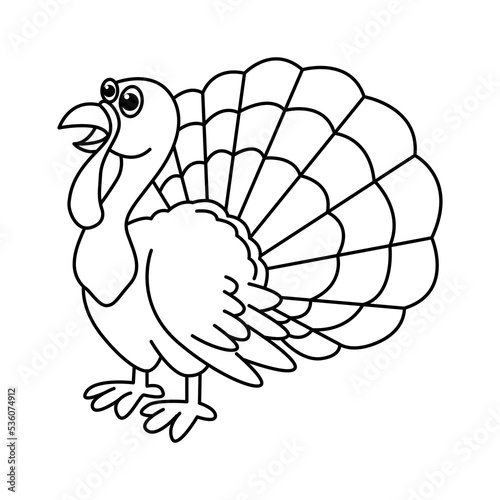 Cute turkey cartoon coloring page illustration vector