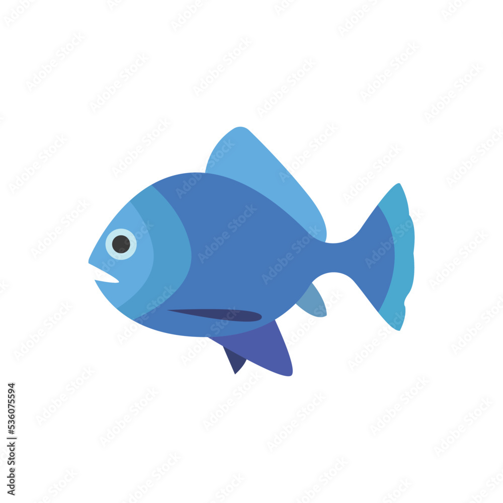 Blue fish emoji vector illustration flat design drawing Blue fish emoji vector illustration flat design drawing