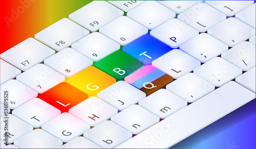 Keyboard with LGBTQ symbol -Trans, Gay, Lesbian, Bisexual, Asexual, Intersex, Queer