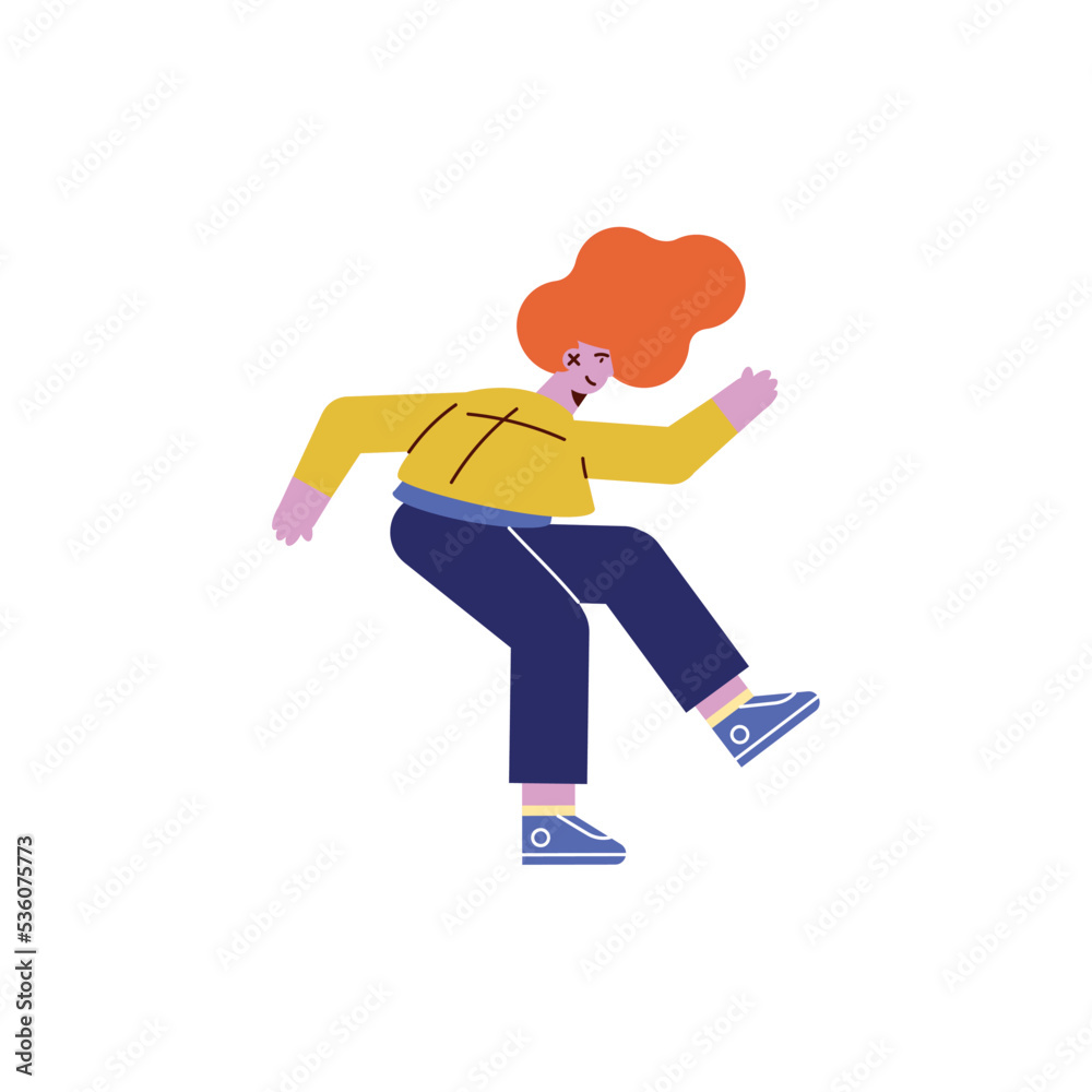 redhead woman running