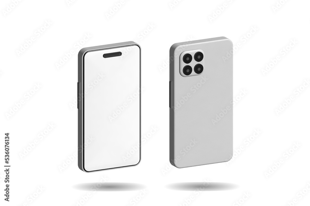 3D Realistic Blank screen cellphone, cellphone isolated on white background. 3D Realistic Blank screen cellphone, cellphone isolated on white background.