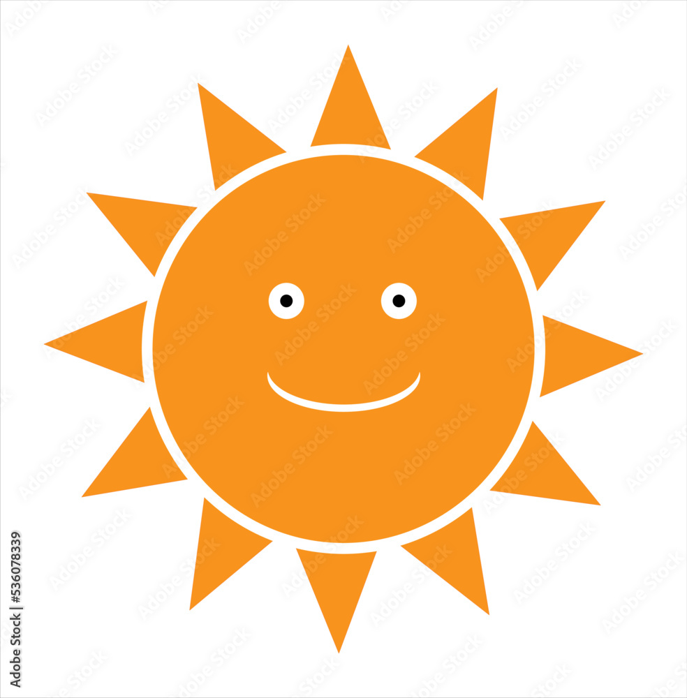 orange sun with smile icon vector on white back ground vector Eps8
