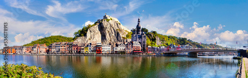 Panorma view on the idyllic city of Dinant In Wallonia, Belgium photo