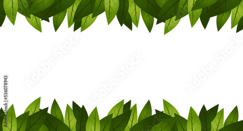 Tropical leaves frame. Corners with green leaves. Frame with green leaves. Green leaves nature frame layout. Fresh green leaves. Vector illustration