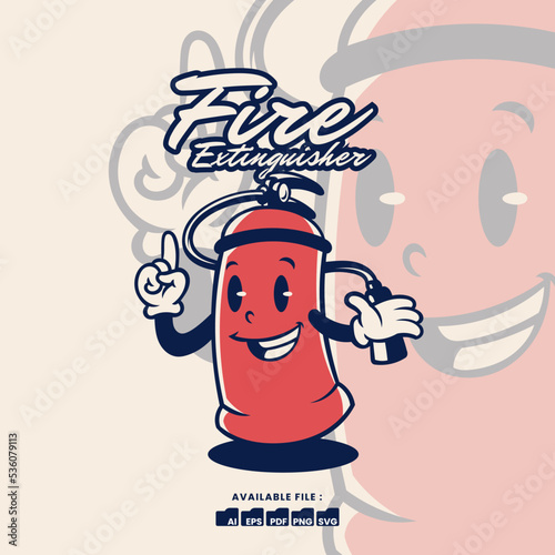 Vintage retro mascot character logo a Fire Extingusher