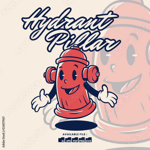 Vintage retro mascot character logo a Hydrant Pillar