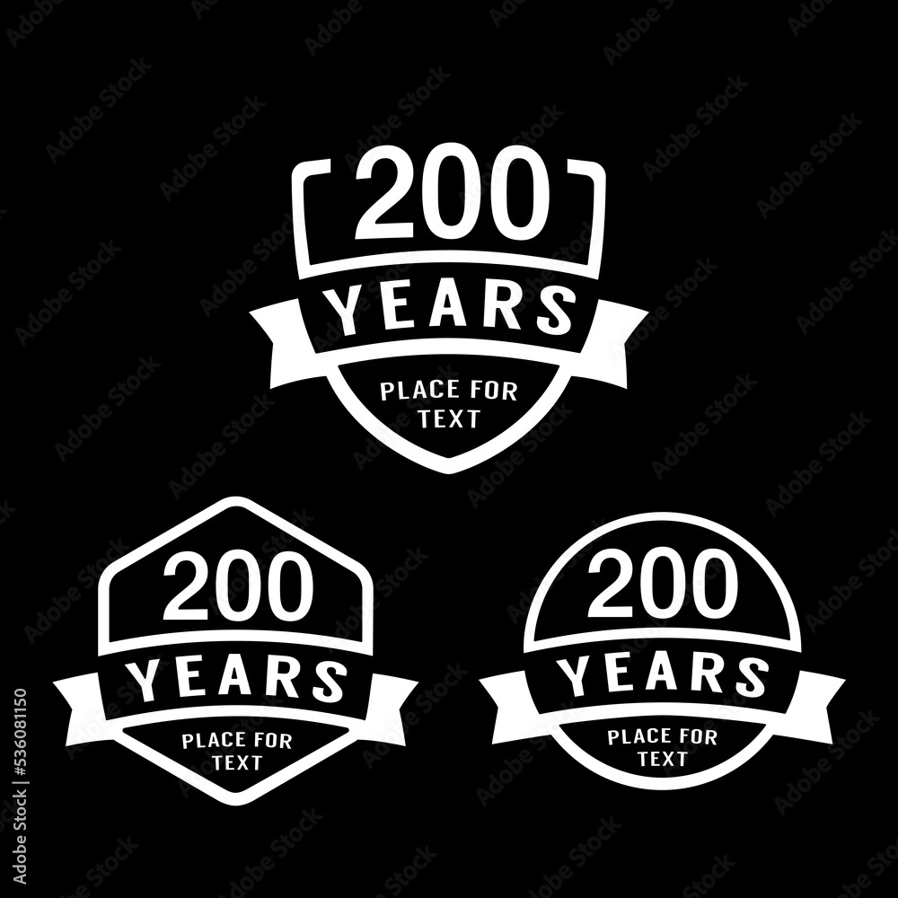 Obraz premium 200 years anniversary celebration logotype. 200th anniversary logo collection. Set of anniversary design template. Vector illustration. 