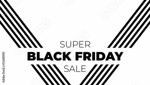 Black Friday Text animation. Text and diagonal black bars move into frame.