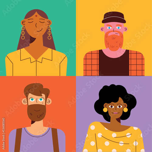four diverse portraits persons