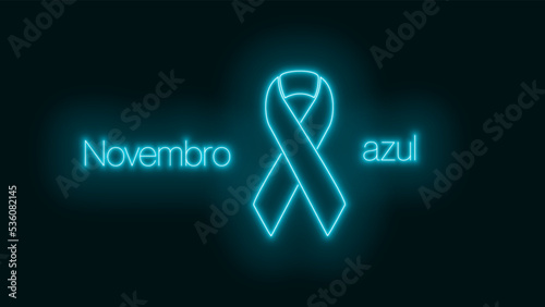 Novembro Azul efeito neon com fundo escuro vetor