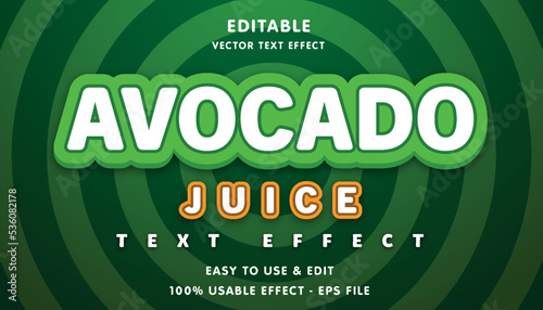 avocado juice editable text effect with modern and simple style, usable for logo or campaign title