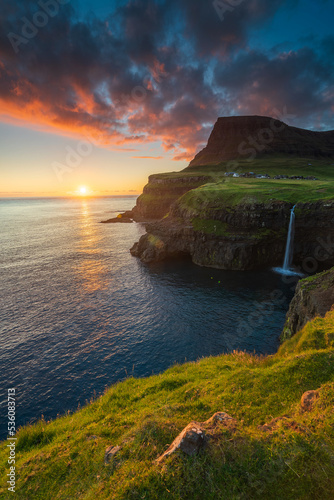 Múlafossur (always thought it was named Gásadalur) is a gorgeous waterfall near the small village Gásadalur, on the Island Vágar in Faroe Islands.