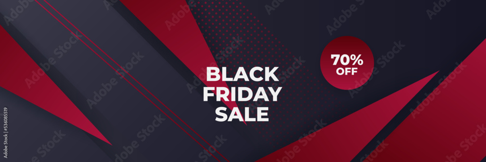 Black Friday sale design template. Black Friday sale horizontal banner with black red background with place for text. Design template for black Friday sale banner. Vector illustration. Black Friday sale design template. Black Friday sale horizontal banner with black red background with place for text. Design template for black Friday sale banner. Vector illustration.