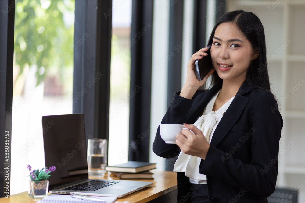 Portrait of a charming Asian business woman in the office. Portrait of a charming Asian business woman in the office.