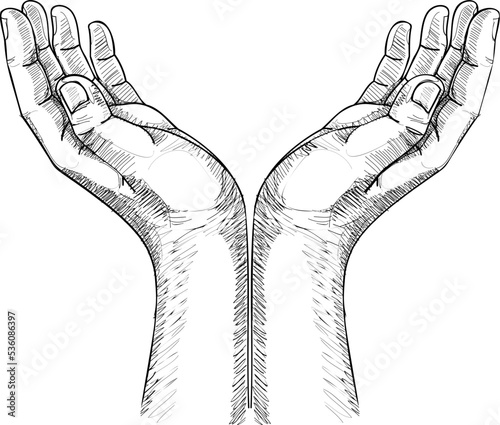 two hand drawing hand drawn style