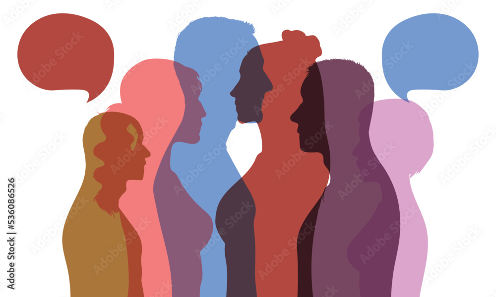 Cloud of speech bubbles. Cartoon character profile of a network. Diverse people of the community. Social networking information. People communicating in groups. Cloud of speech bubbles. Cartoon character profile of a network. Diverse people of the community. Social networking information. People communicating in groups.