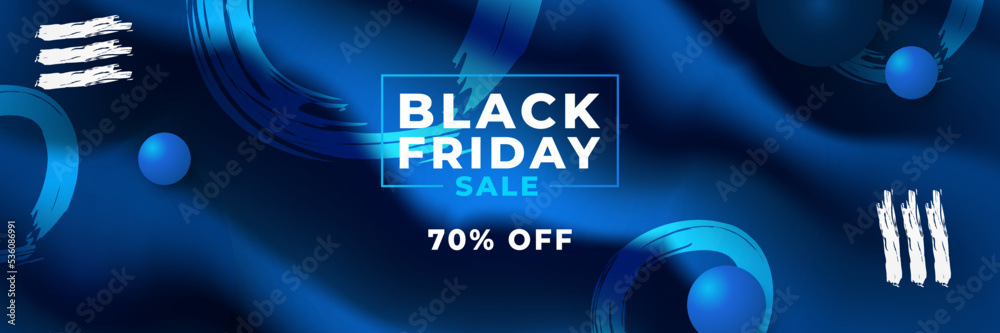 Black Friday sale design template with blueish theme. Design template for Black Friday sale banner. Blue black Friday discount with with place for text and price tag. Vector illustration.