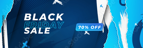 Black Friday sale design template with blueish theme. Design template for Black Friday sale banner. Blue black Friday discount with with place for text and price tag. Vector illustration.