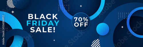 Black Friday sale design template with blueish theme. Design template for Black Friday sale banner. Blue black Friday discount with with place for text and price tag. Vector illustration.