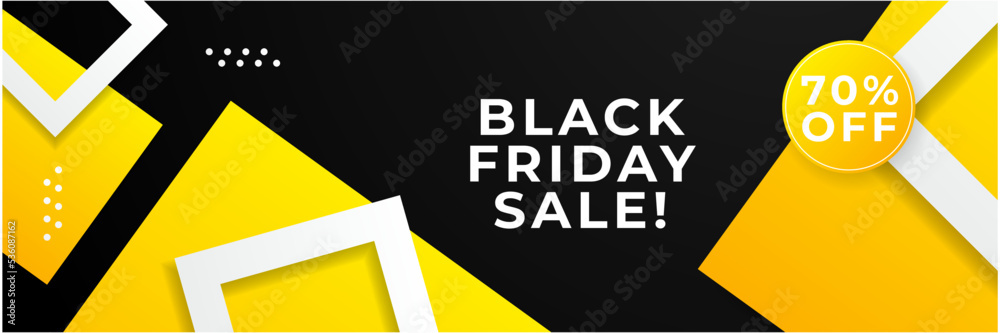 Fototapeta premium Design template for Black Friday sale banner. Black Friday sale design template. Vector illustration. Black Friday sale yellow banner with text space